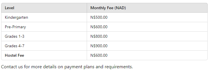 fee structure