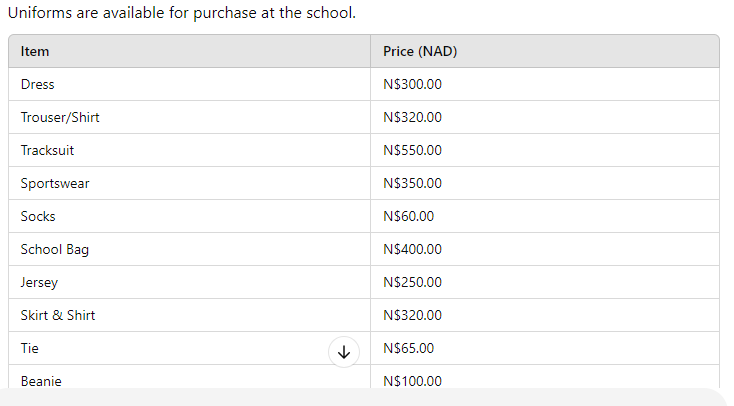 uniform fee